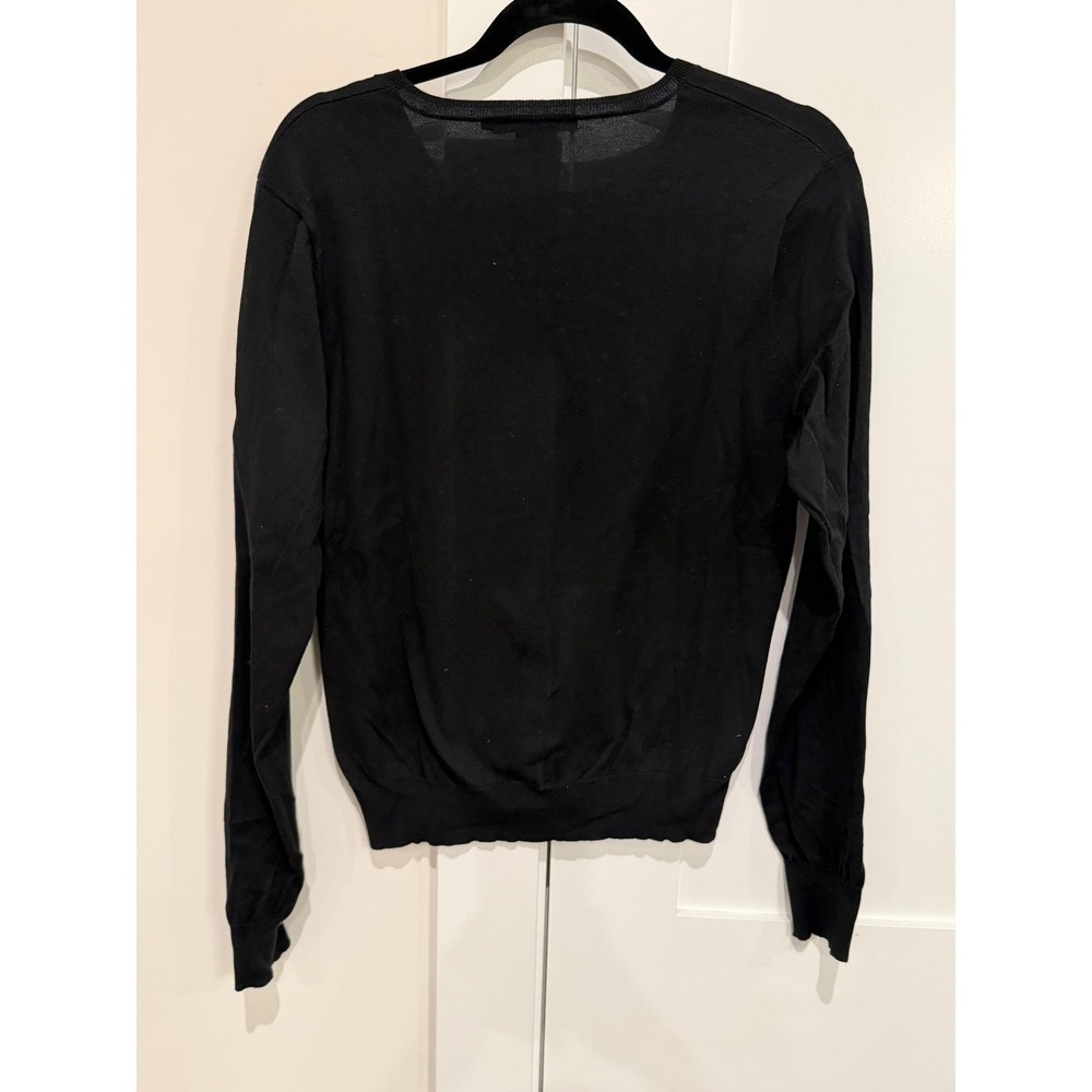 Ralph Lauren Sweater Women XL Black Excellent V-Neck Pima Cotton Preppy Vintage